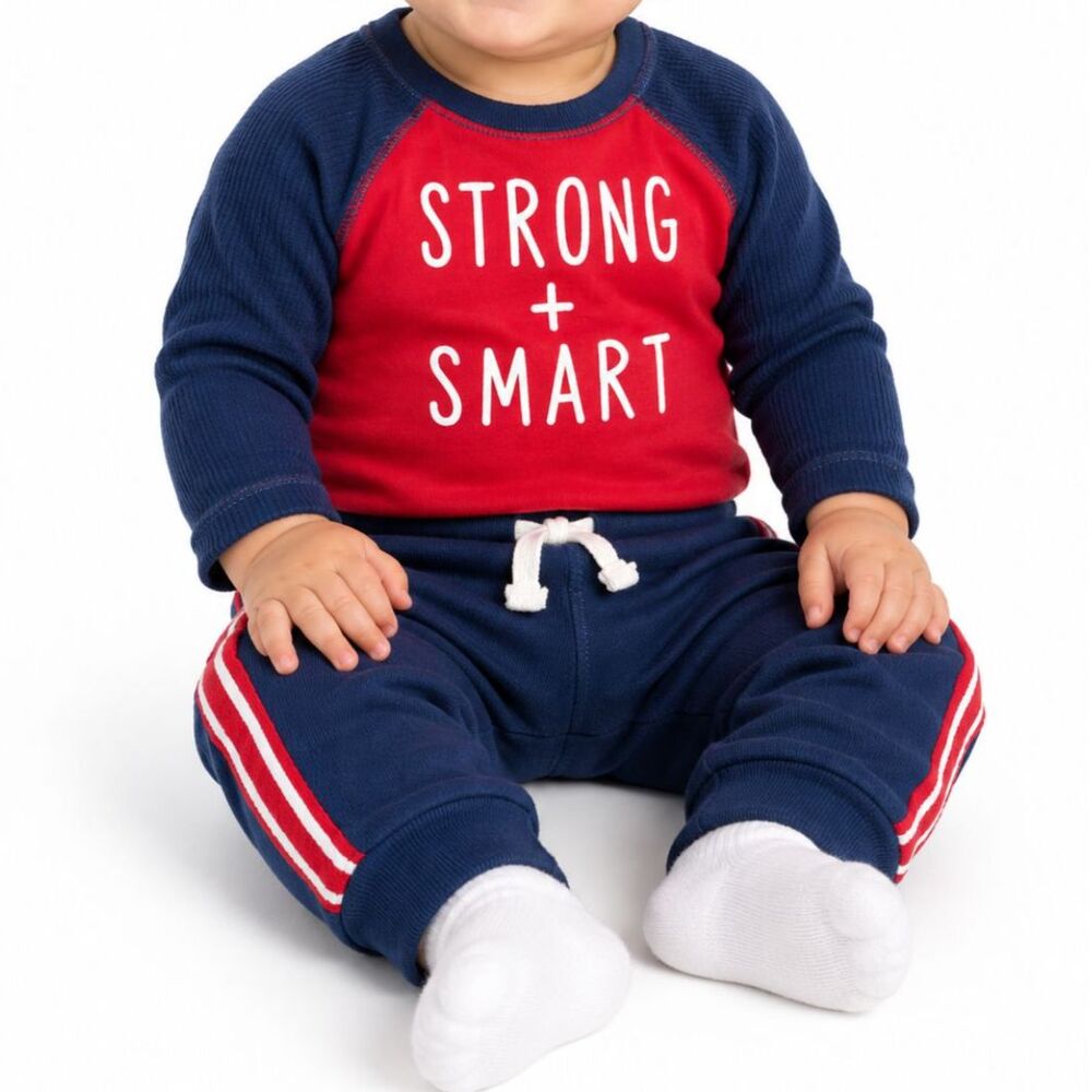 🔥 5 for $30 🔥 Cat & Jack Infant “Smart & Strong” Outfit | 6-9M